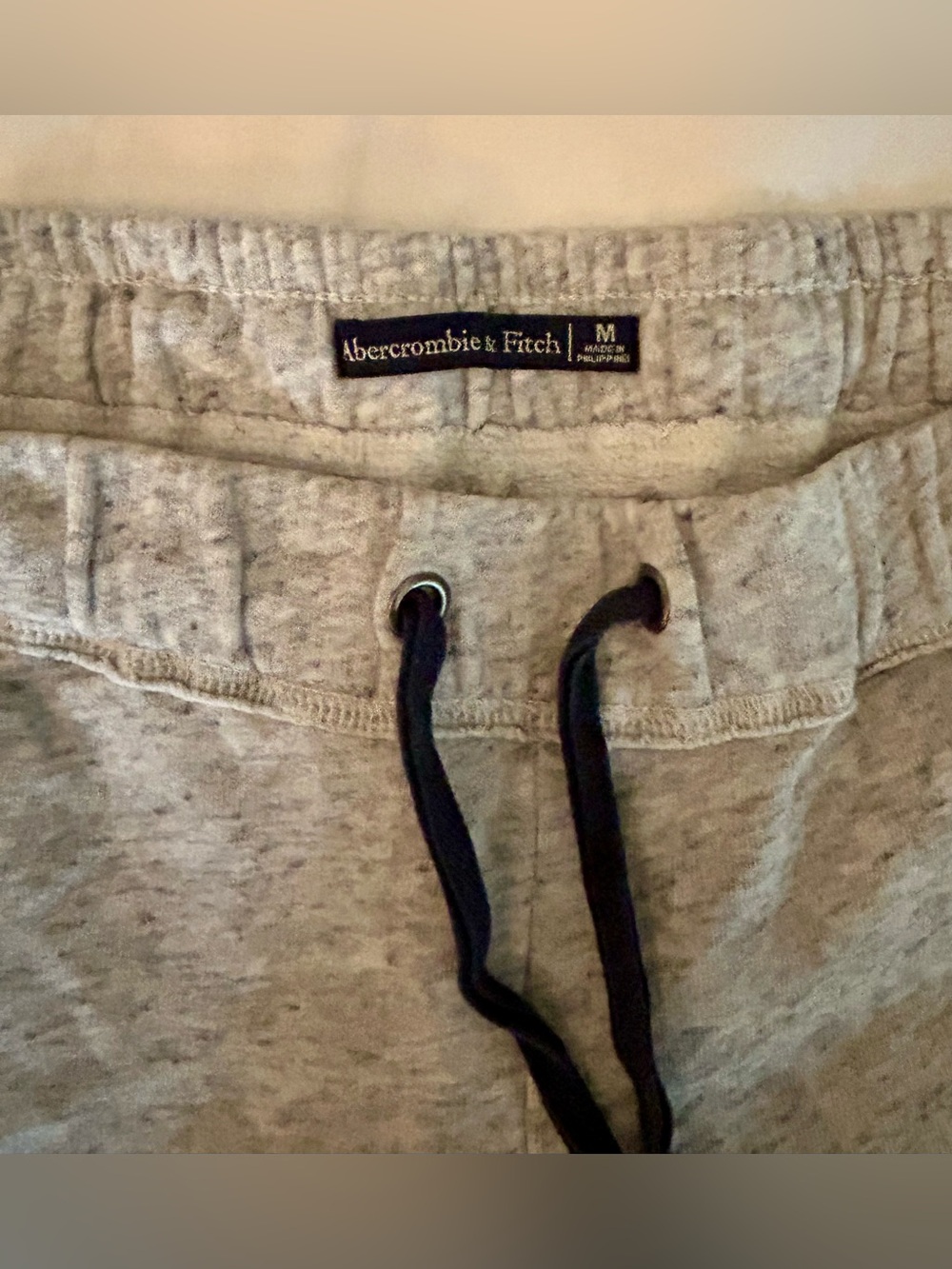 Abercrombie & Fitch Light Heather Gray Jogger Pants with Navy Logo, Women Medium - Picture 6 of 10